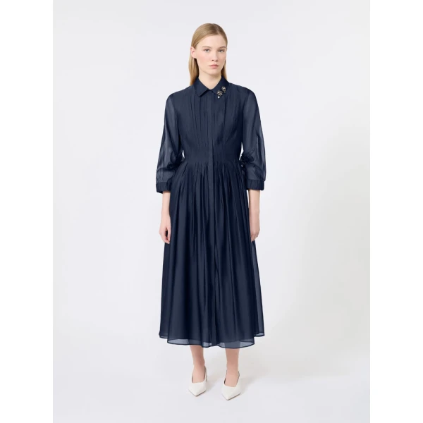 Max Mara Vetro Organza Shirt Dress in Ultramarine | Shirtdress | Coveti