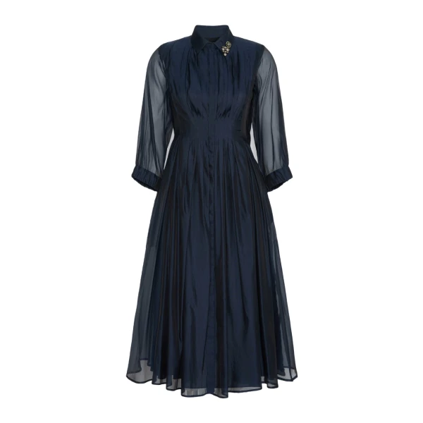 Max Mara Vetro Organza Shirt Dress in Ultramarine | Shirtdress | Coveti