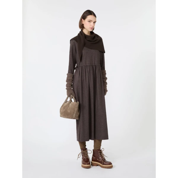 Max Mara Vettura Jacquard Jersey Maxi Dress in Brown | Maxi Dresses | Coveti