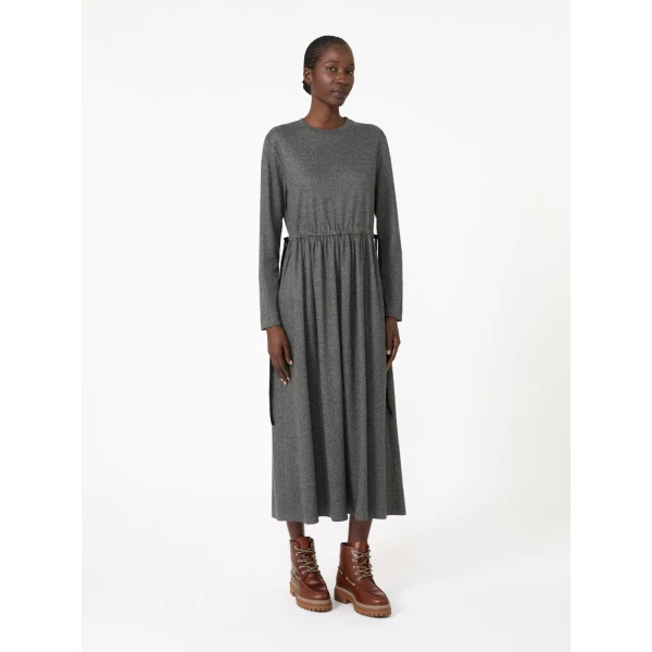 Max Mara Vettura Jacquard Jersey Maxi Dress in Medium Grey | Maxi Dresses | Coveti