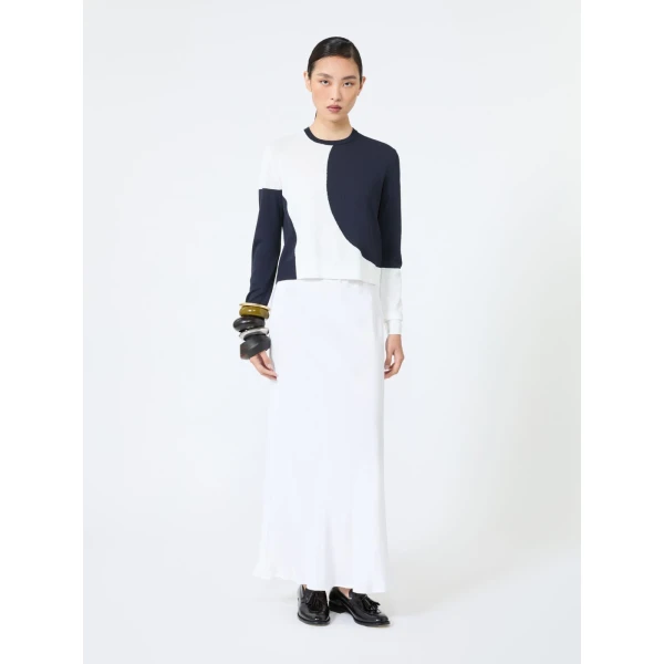Max Mara Vetusta Slim-Fit Viscose Crepe Sweater in White | Sweaters | Coveti