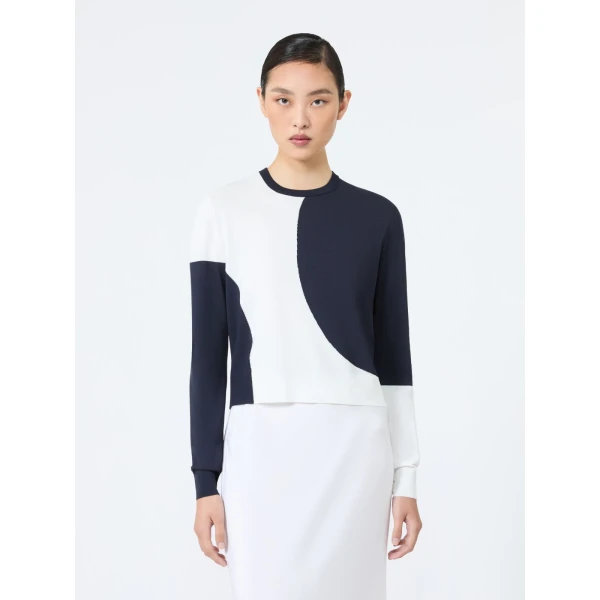 Max Mara Vetusta Slim-Fit Viscose Crepe Sweater in White | Sweaters | Coveti