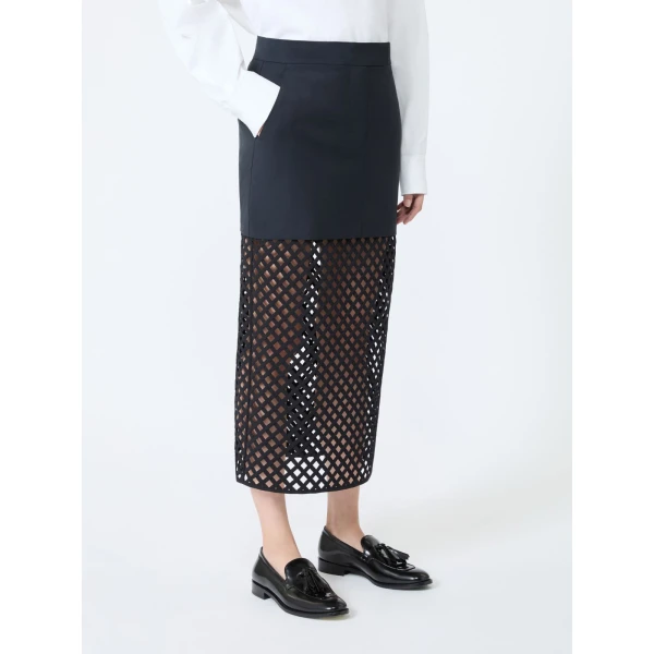 Max Mara Viale Woollen Cloth Pencil Skirt in Ultramarine | Pencil Skirts | Coveti