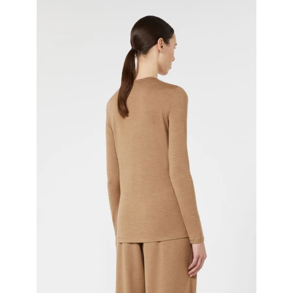 Max Mara Vicini Light Wool Jersey T-Shirt in Camel | T-shirts | Coveti