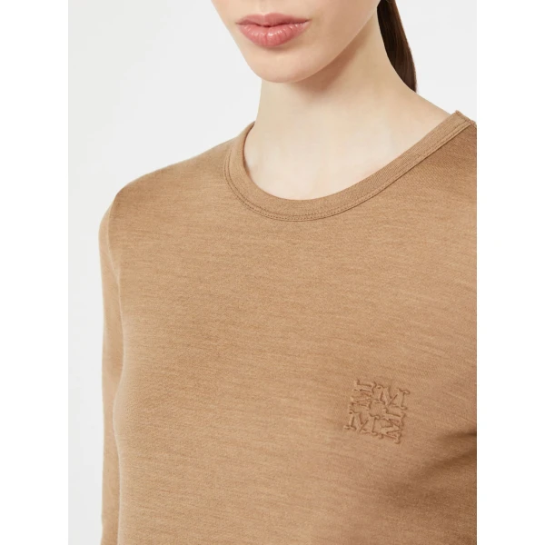 Max Mara Vicini Light Wool Jersey T-Shirt in Camel | T-shirts | Coveti