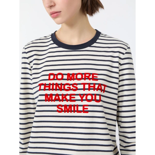 Max Mara Vicino Stretch Jersey Graphic T-Shirt in Navy | T-shirts | Coveti