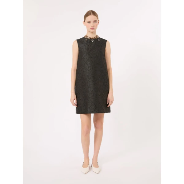 Max Mara Vicolo Cotton-Blend Jacquard Princess Dress in Dark Green | Mini Dresses | Coveti