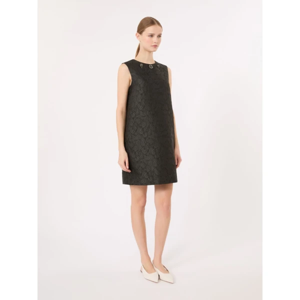 Max Mara Vicolo Cotton-Blend Jacquard Princess Dress in Dark Green | Mini Dresses | Coveti