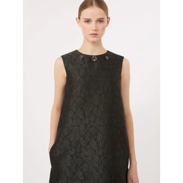 Max Mara Vicolo Cotton-Blend Jacquard Princess Dress in Dark Green | Mini Dresses | Coveti