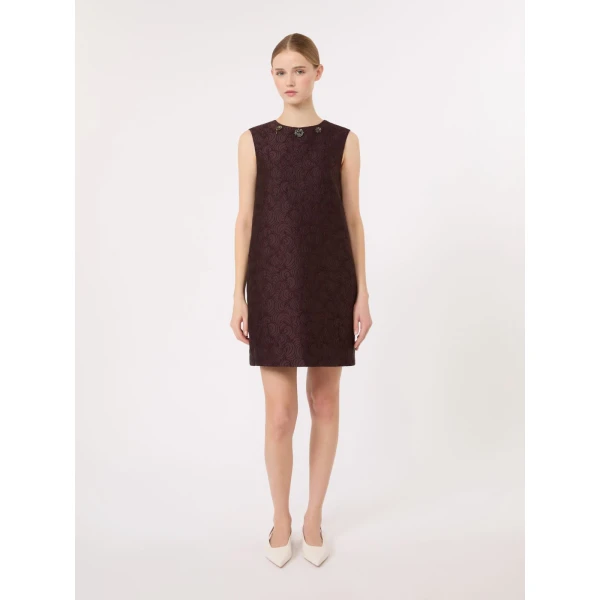 Max Mara Vicolo Cotton-Blend Jacquard Princess Dress in Plum | Mini Dresses | Coveti