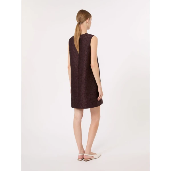 Max Mara Vicolo Cotton-Blend Jacquard Princess Dress in Plum | Mini Dresses | Coveti
