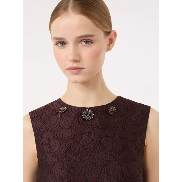 Max Mara Vicolo Cotton-Blend Jacquard Princess Dress in Plum | Mini Dresses | Coveti