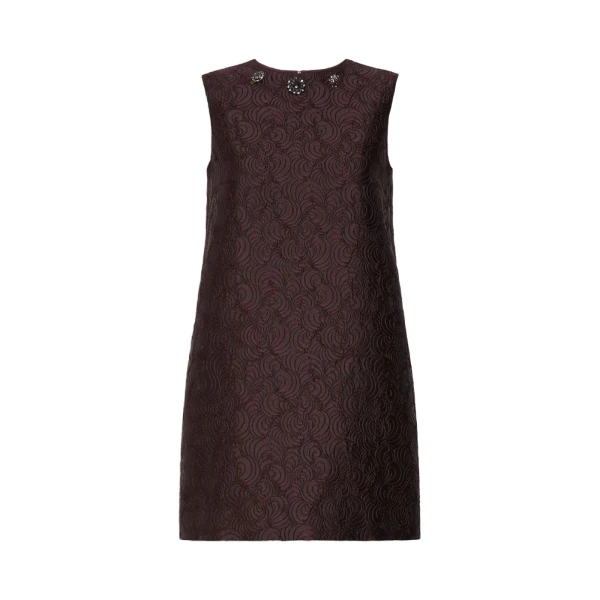 Max Mara Vicolo Cotton-Blend Jacquard Princess Dress in Plum | Mini Dresses | Coveti