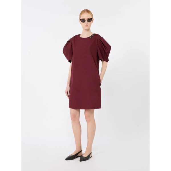 Max Mara Vicolo Cotton Poplin Short Dress in Ruby | Mini Dresses | Coveti