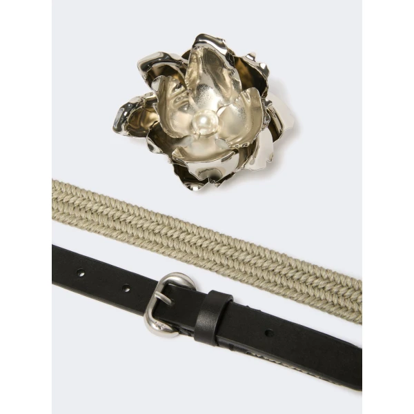 Max Mara Vicolo Linen and Cotton Belt with Brooch in Natural | Belts | Coveti