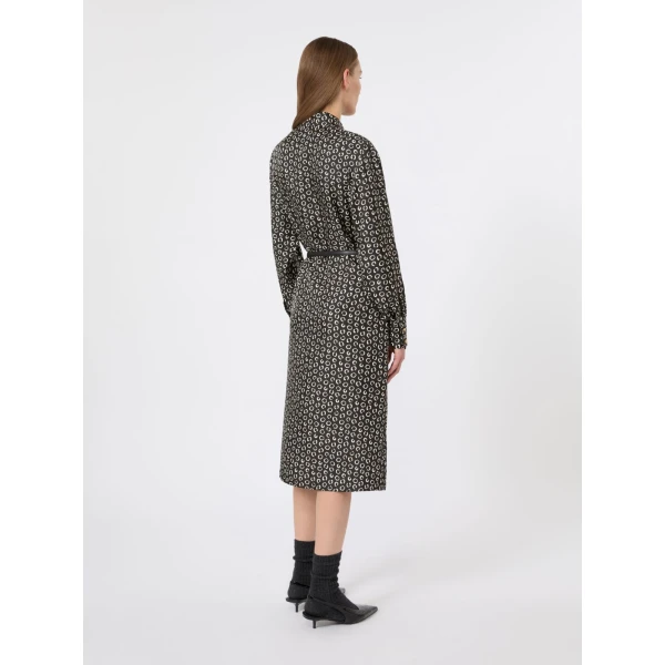 Max Mara Vigile Printed Silk Shirt Dress in Black and White | Shirtdress | Coveti