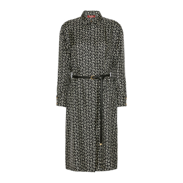 Max Mara Vigile Printed Silk Shirt Dress in Black and White | Shirtdress | Coveti