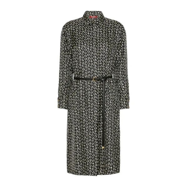 Vigile Printed Silk Shirt Dress in Black and White