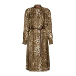 Max Mara Vigile Printed Silk Shirt Dress in Brown | Shirtdress | Coveti
