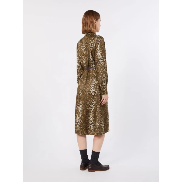 Max Mara Vigile Printed Silk Shirt Dress in Brown | Shirtdress | Coveti