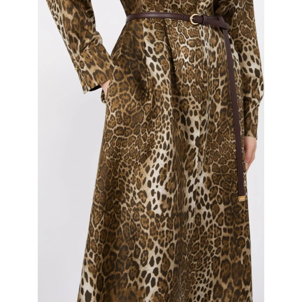 Max Mara Vigile Printed Silk Shirt Dress in Brown | Shirtdress | Coveti
