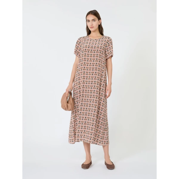 Max Mara Vinci Printed Silk T-Shirt Dress in Antique Rose | Shirtdress | Coveti