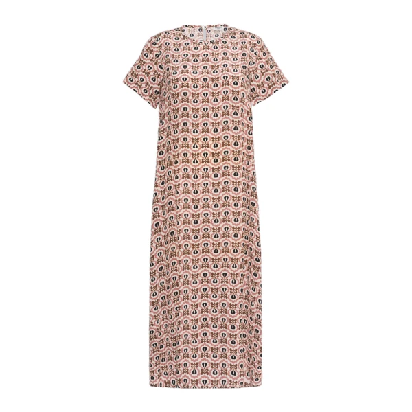 Max Mara Vinci Printed Silk T-Shirt Dress in Antique Rose | Shirtdress | Coveti