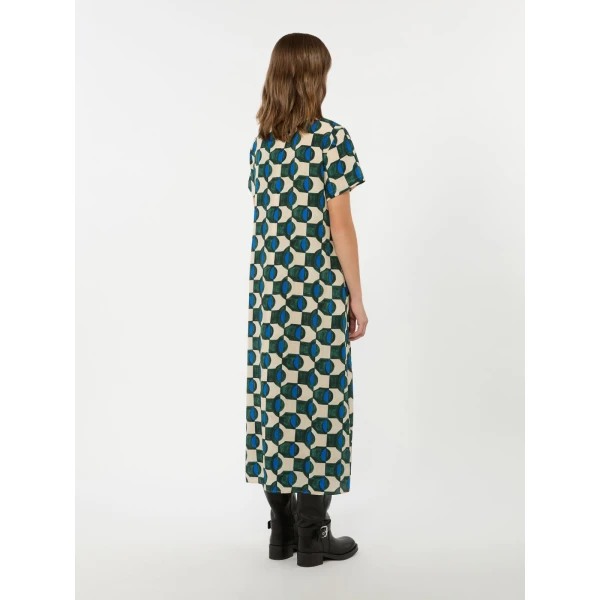 Max Mara Vinci Printed Silk T-Shirt Dress in Dark Green | Shirtdress | Coveti