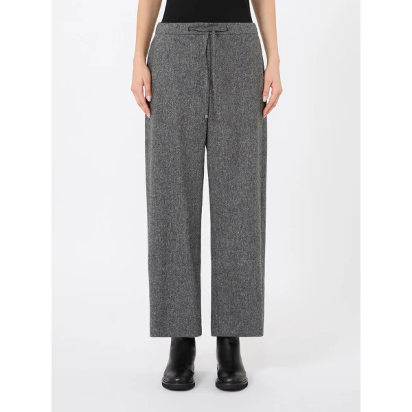 Max Mara Vinci Wool Flannel Joggers in Black | Sweatpants | Coveti