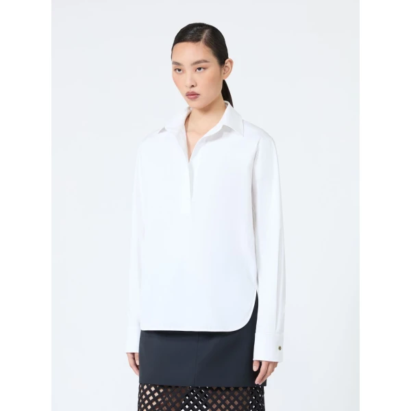 Max Mara Violino Stretch Cotton Shirt in Optical White | Shirts | Coveti