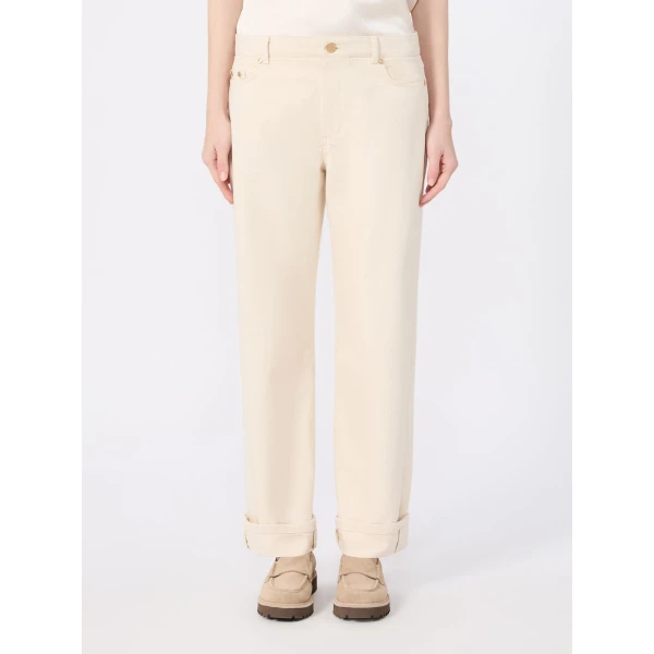 Max Mara Virna Cotton Bull Denim Trousers in Natural | Denim | Coveti