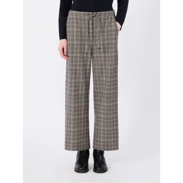 Max Mara Vischio Chequered Wool Flannel Joggers in Ultramarine | Sweatpants | Coveti