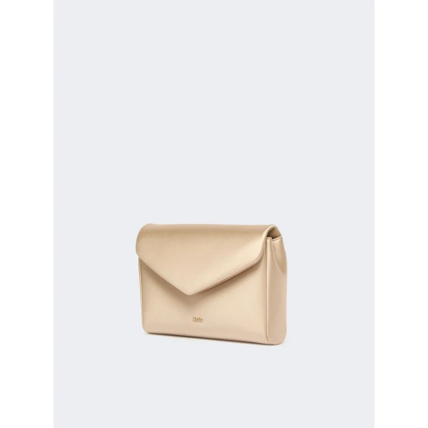 Max Mara Viscose and Silk Satin Clutch Bag in Beige | Clutch Bags | Coveti