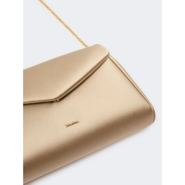 Max Mara Viscose and Silk Satin Clutch Bag in Beige | Clutch Bags | Coveti