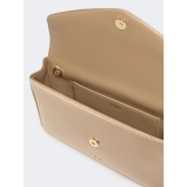 Max Mara Viscose and Silk Satin Clutch Bag in Beige | Clutch Bags | Coveti