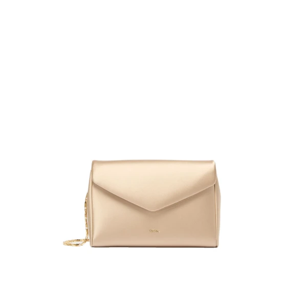 Viscose and Silk Satin Clutch Bag in Beige