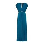 Max Mara Visino Long Sable Georgette Dress in Oil Green | Maxi Dresses | Coveti