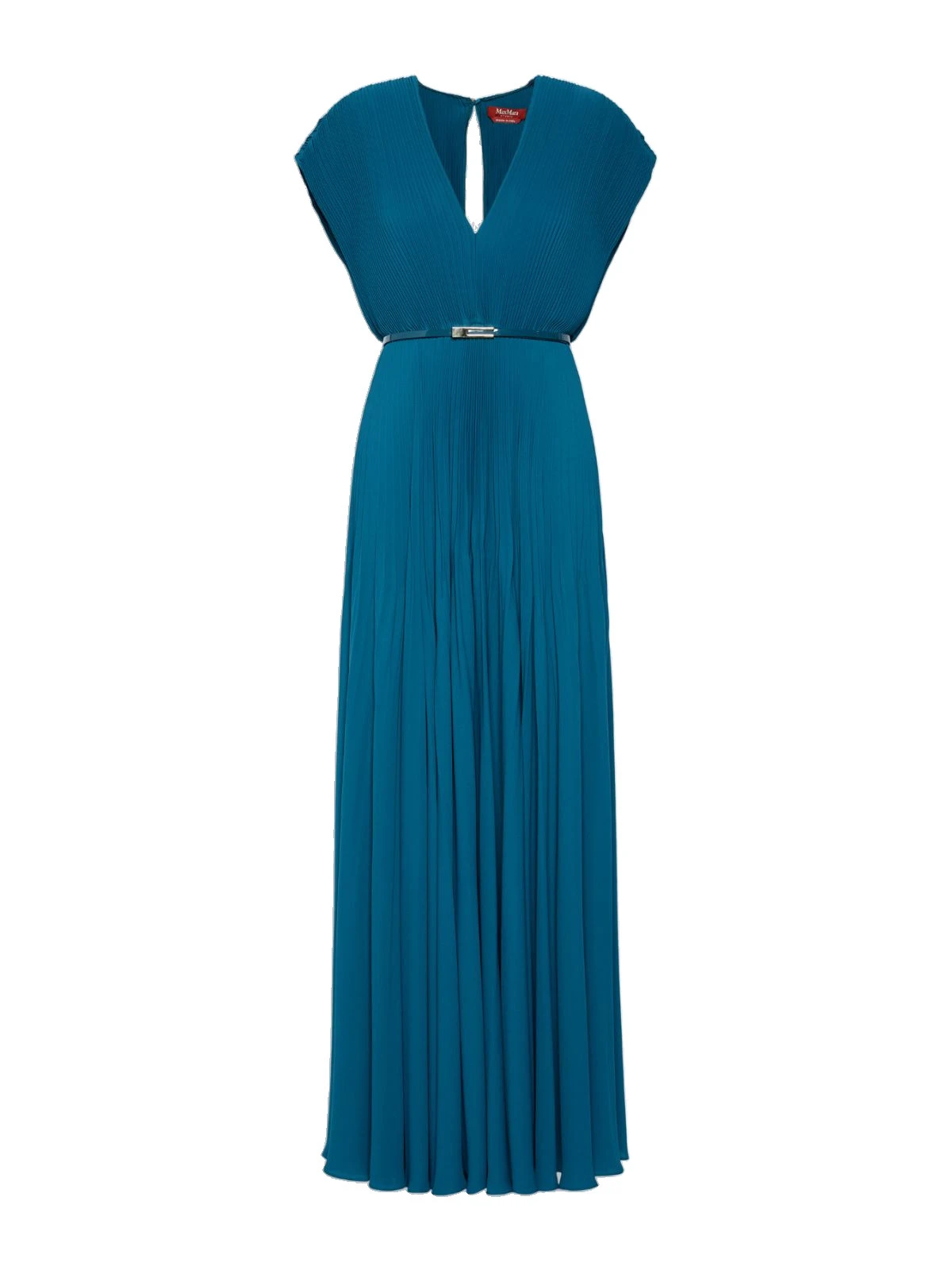 Max Mara Visino Long Sable Georgette Dress in Oil Green Max Mara Visino Long Sable Georgette Dress in Oil Green | Maxi Dresses | Coveti