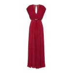 Max Mara Visino Long Sable Georgette Dress in Ruby | Maxi Dresses | Coveti