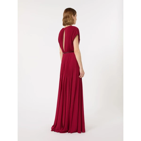 Max Mara Visino Long Sable Georgette Dress in Ruby | Maxi Dresses | Coveti