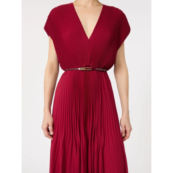 Max Mara Visino Long Sable Georgette Dress in Ruby | Maxi Dresses | Coveti