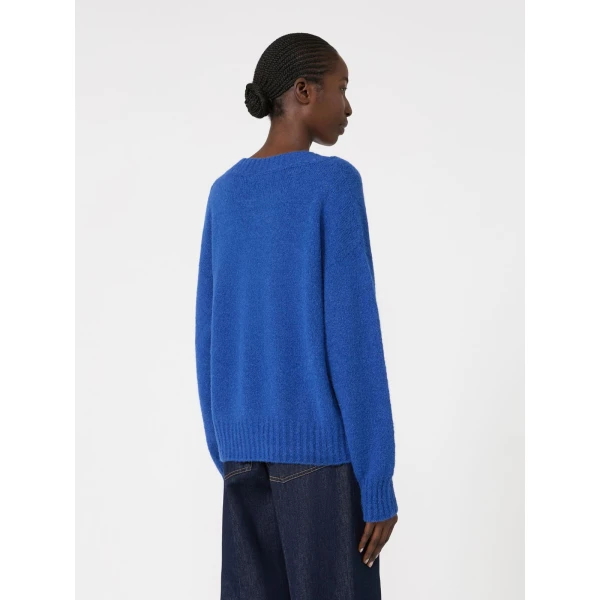 Max Mara Visita Alpaca and Cotton V-Neck Jumper in Cornflower Blue | Sweaters | Coveti