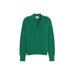Max Mara Visita Alpaca and Cotton V-Neck Jumper in Dark Green | Sweaters | Coveti