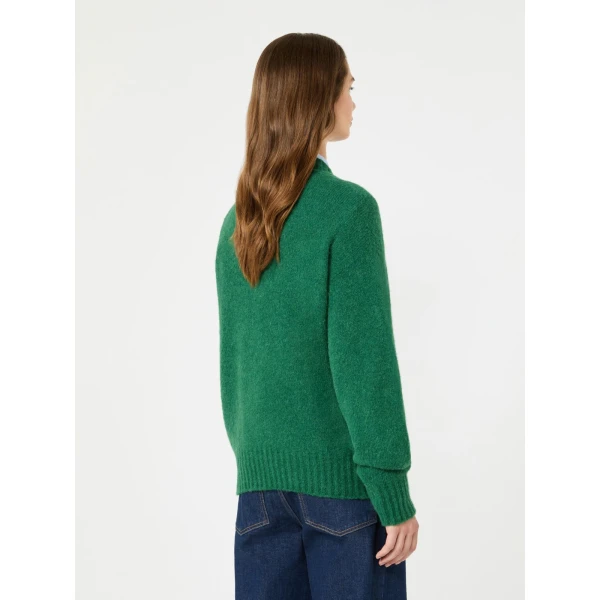 Max Mara Visita Alpaca and Cotton V-Neck Jumper in Dark Green | Sweaters | Coveti