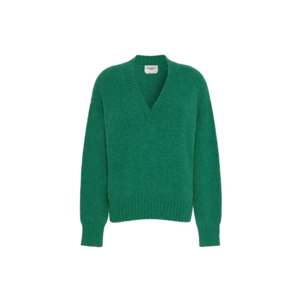 Max Mara Visita Alpaca and Cotton V-Neck Jumper in Dark Green | Sweaters | Coveti