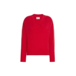 Max Mara Visita Alpaca and Cotton V-Neck Jumper in Red | Sweaters | Coveti
