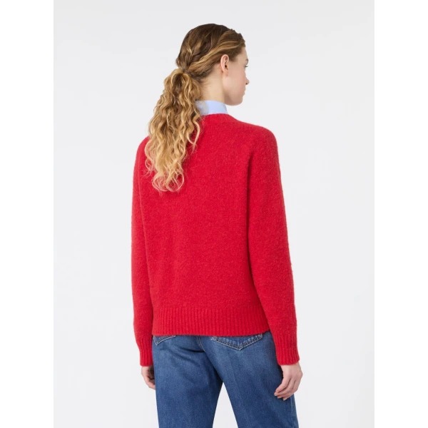 Max Mara Visita Alpaca and Cotton V-Neck Jumper in Red | Sweaters | Coveti