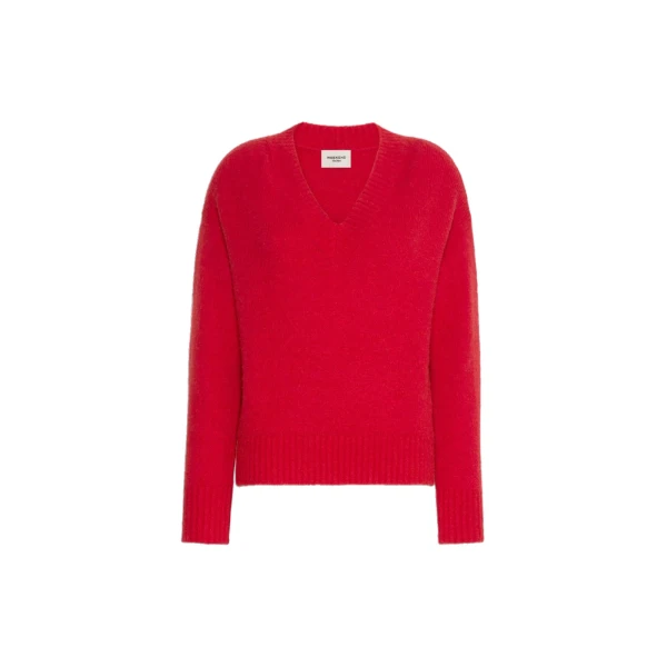 Max Mara Visita Alpaca and Cotton V-Neck Jumper in Red | Sweaters | Coveti