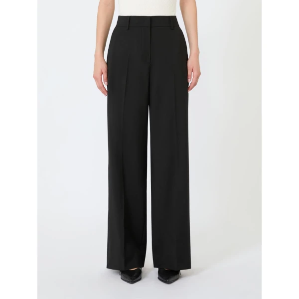 Max Mara Visivo Stretch Wool Palazzo Trousers in Black | Wide leg pants | Coveti