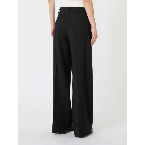 Max Mara Visivo Stretch Wool Palazzo Trousers in Black | Wide leg pants | Coveti